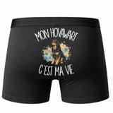 Boxer Homme Mon Hovawart c'est ma vie – Impression au dos – Noir