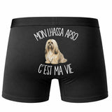 Boxer Homme Mon Lhassa Apso c'est ma vie – Impression au dos – Noir