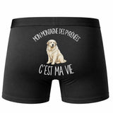 Boxer Homme Mon Montagne des Pyrénées c'est ma vie – Impression au dos – Noir