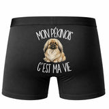 Boxer Homme Mon Pékinois c'est ma vie – Impression au dos – Noir