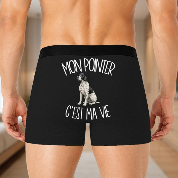 Boxer Homme Mon Pointer c'est ma vie – Impression au dos – Noir