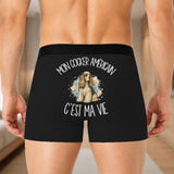 Boxer Homme Mon Cocker Américain c'est ma vie – Impression au dos – Noir