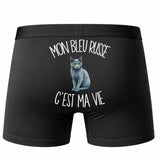 Boxer Homme Mon Bleu Russe c'est ma vie – Impression au dos – Noir