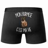 Boxer Homme Mon Burmese c'est ma vie – Impression au dos – Noir