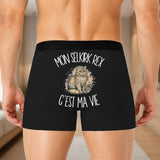 Boxer Homme Mon Selkirk Rex c'est ma vie – Impression au dos – Noir