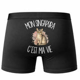Boxer Homme Mon Singapura c'est ma vie – Impression au dos – Noir