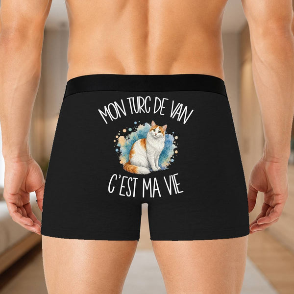 Boxer Homme Mon Turc de Van c'est ma vie – Impression au dos – Noir