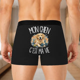 Boxer Homme Mon Chien c'est ma vie – Impression au dos – Noir