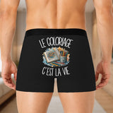 Boxer Homme Le coloriage c'est la vie – Impression au dos – Noir