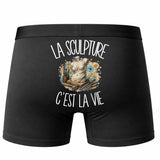 Boxer Homme La sculpture c'est la vie – Impression au dos – Noir