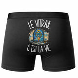 Boxer Homme Le vitrail c'est la vie – Impression au dos – Noir