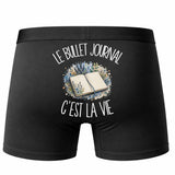 Boxer Homme Le bullet journal c'est la vie – Impression au dos – Noir