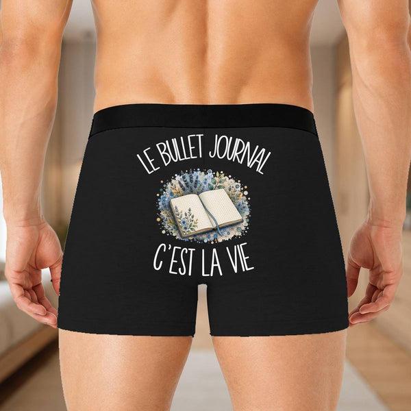 Boxer Homme Le bullet journal c'est la vie – Impression au dos – Noir