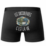 Boxer Homme Les succulentes c'est la vie – Impression au dos – Noir
