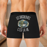 Boxer Homme Les succulentes c'est la vie – Impression au dos – Noir