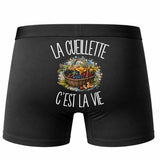 Boxer Homme La cueillette c'est la vie – Impression au dos – Noir