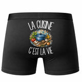 Boxer Homme La cuisine c'est la vie – Impression au dos – Noir
