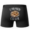 Boxer Homme Le pain maison c'est la vie – Impression au dos – Noir