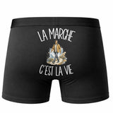 Boxer Homme La marche c'est la vie – Impression au dos – Noir