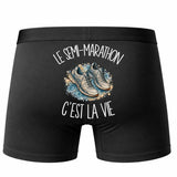 Boxer Homme Le semi-marathon c'est la vie – Impression au dos – Noir