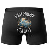 Boxer Homme Le saut en hauteur c'est la vie – Impression au dos – Noir