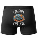 Boxer Homme L'athlétisme c'est la vie – Impression au dos – Noir