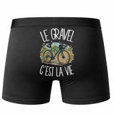 Boxer Homme Le gravel c'est la vie – Impression au dos – Noir