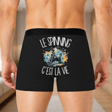 Boxer Homme Le spinning c'est la vie – Impression au dos – Noir
