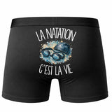 Boxer Homme La natation c'est la vie – Impression au dos – Noir
