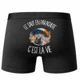 Boxer Homme Le saut en parachute c'est la vie – Impression au dos – Noir
