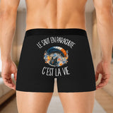 Boxer Homme Le saut en parachute c'est la vie – Impression au dos – Noir