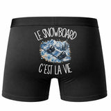 Boxer Homme Le snowboard c'est la vie – Impression au dos – Noir