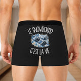 Boxer Homme Le snowboard c'est la vie – Impression au dos – Noir