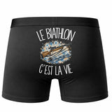 Boxer Homme Le biathlon c'est la vie – Impression au dos – Noir