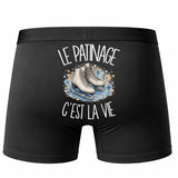 Boxer Homme Le patinage c'est la vie – Impression au dos – Noir