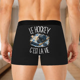 Boxer Homme Le hockey c'est la vie – Impression au dos – Noir
