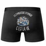 Boxer Homme La gymnastique rythmique c'est la vie – Impression au dos – Noir