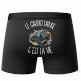 Boxer Homme Le cardio dance c'est la vie – Impression au dos – Noir