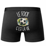 Boxer Homme Le foot c'est la vie – Impression au dos – Noir