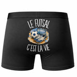 Boxer Homme Le futsal c'est la vie – Impression au dos – Noir