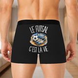 Boxer Homme Le futsal c'est la vie – Impression au dos – Noir