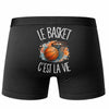 Boxer Homme Le basket c'est la vie – Impression au dos – Noir