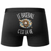 Boxer Homme Le baseball c'est la vie – Impression au dos – Noir