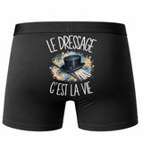 Boxer Homme Le dressage c'est la vie – Impression au dos – Noir
