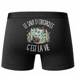 Boxer Homme Le saut d'obstacles c'est la vie – Impression au dos – Noir