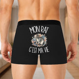 Boxer Homme Mon rat c'est ma vie – Impression au dos – Noir