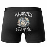 Boxer Homme Mon chinchilla c'est ma vie – Impression au dos – Noir