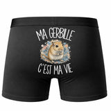 Boxer Homme Ma gerbille c'est ma vie – Impression au dos – Noir