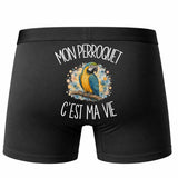 Boxer Homme Mon perroquet c'est ma vie – Impression au dos – Noir
