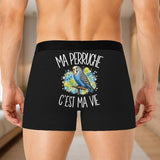 Boxer Homme Ma perruche c'est ma vie – Impression au dos – Noir